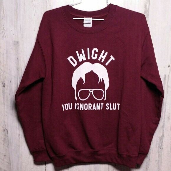 Dwight You Ignorant. . . The Office Burgundy Sweatshirt Small - Picture 1 of 4